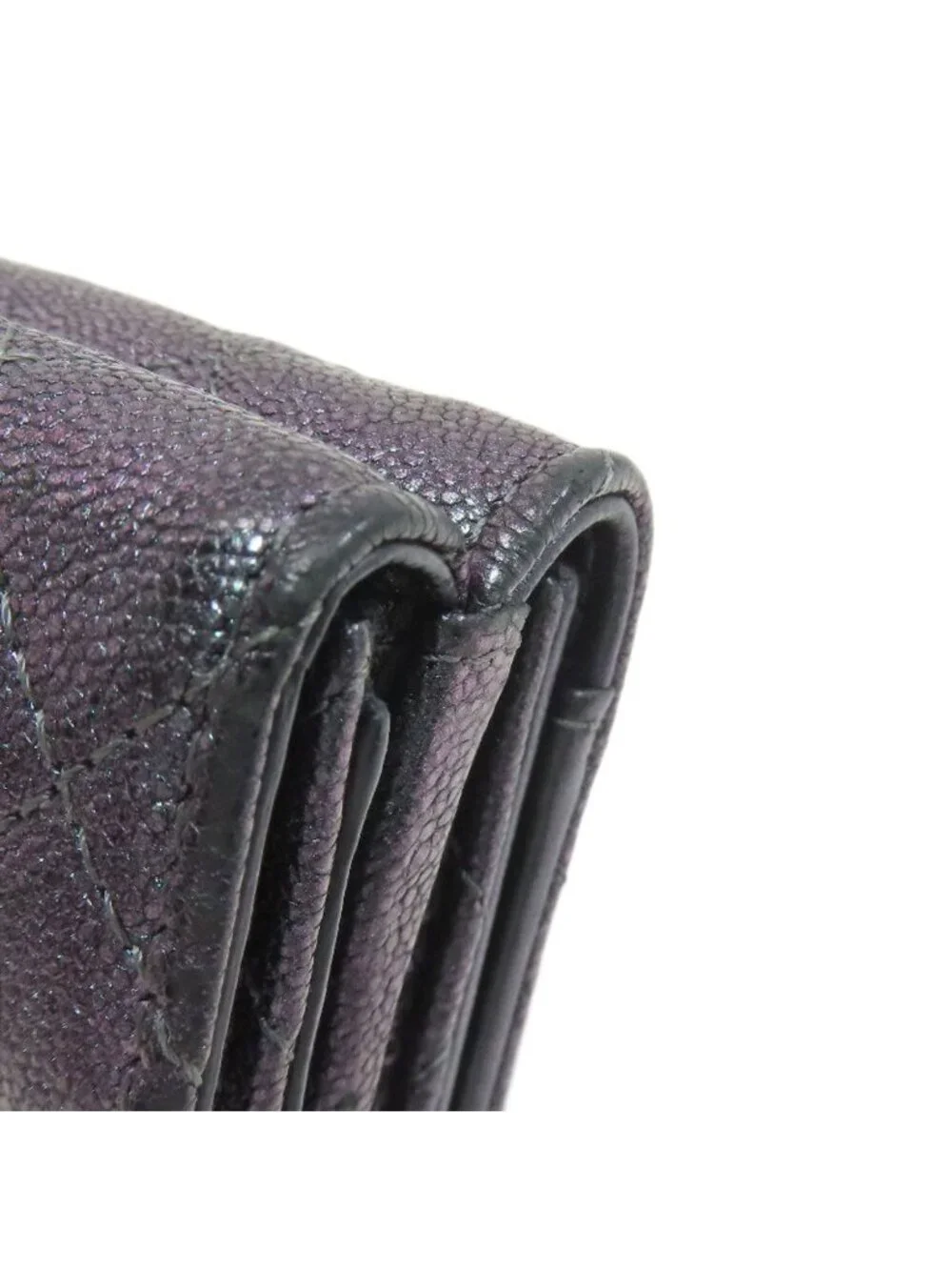 Chanel Quilted CC Logo Gold Trifold Wallet Calf